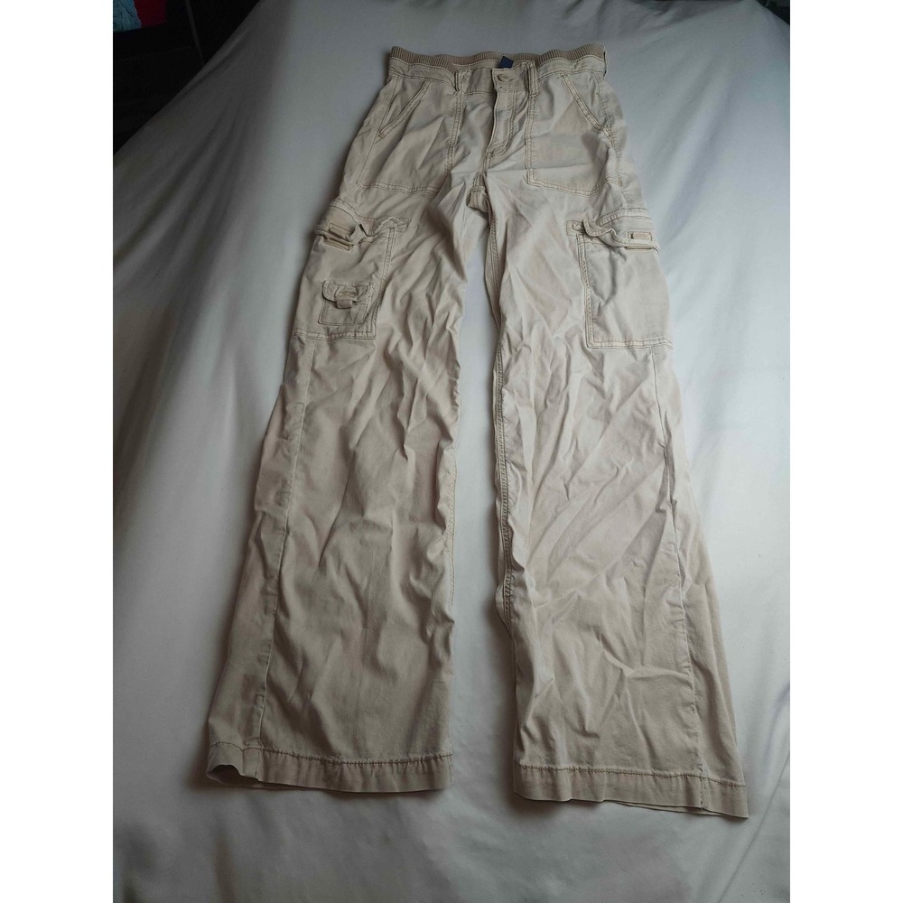 American Eagle Womens Khaki Wide Leg Cargo Pants Size 0 Y2K Utility‎ High Rise